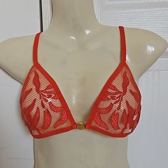Free People Women's Lace Bralette Racer Back Bra Henna Red Small - Picture 15 of 16